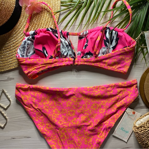 Maaji 🌺 Reversible Print Floral Bralette Bikini Top | Cheeky High Leg Bottoms - Picture 8 of 16